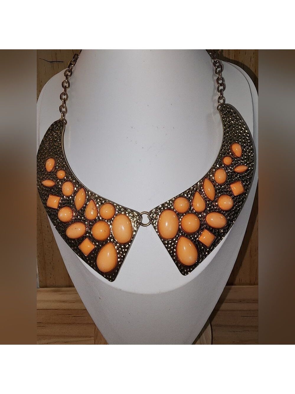 Vintage Elegant Orange Statement Necklace